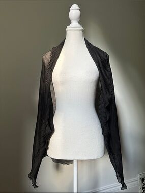 UNBRANDED Black Sheer Whimsigoth Punk Vamp Elegant Ruffle Shrug OS